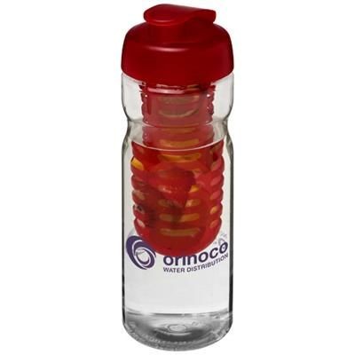 Branded Promotional H2O BASE 650 ML FLIP LID SPORTS BOTTLE & INFUSER in Transparent-red Sports Drink Bottle From Concept Incentives.