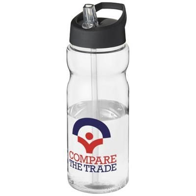 Branded Promotional H2O BASE¬Æ 650 ML SPOUT LID SPORTS BOTTLE in Transparent-black Solid Sports Drink Bottle From Concept Incentives.