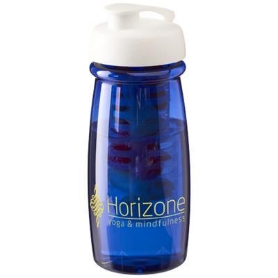 Branded Promotional H2O PULSE 600 ML FLIP LID SPORTS BOTTLE & INFUSER in Clear Transparent Blue-white Solid Sports Drink Bottle From Concept Incentives.