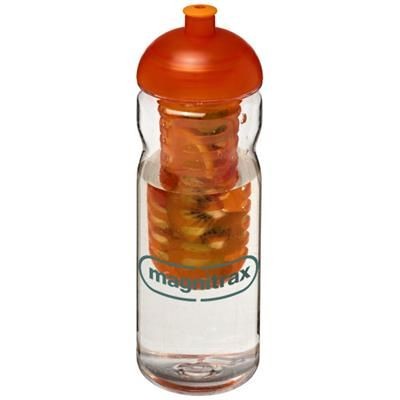 Branded Promotional H2O BASE TRITAN 650 ML DOME LID BOTTLE & INFUSER in Transparent-orange Sports Drink Bottle From Concept Incentives.