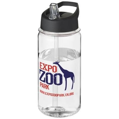 Branded Promotional H2O OCTAVE TRITAN 600 ML SPOUT LID SPORTS BOTTLE in Transparent-black Solid Sports Drink Bottle From Concept Incentives.