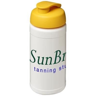 Branded Promotional BASELINE¬Æ PLUS 500 ML FLIP LID SPORTS BOTTLE in White Solid-yellow Sports Drink Bottle From Concept Incentives.