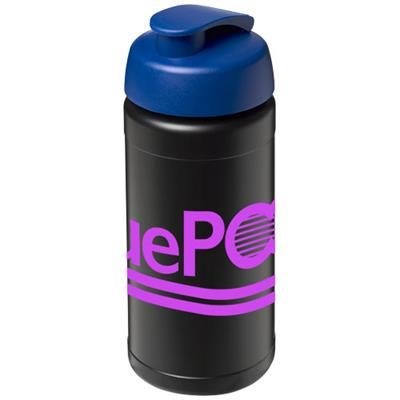 Branded Promotional BASELINE¬Æ PLUS 500 ML FLIP LID SPORTS BOTTLE in Black Solid-blue Sports Drink Bottle From Concept Incentives.