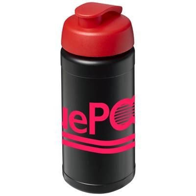 Branded Promotional BASELINE¬Æ PLUS 500 ML FLIP LID SPORTS BOTTLE in Black Solid-red Sports Drink Bottle From Concept Incentives.