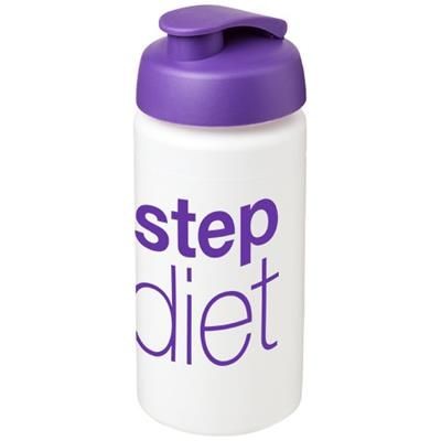 Branded Promotional BASELINE¬Æ PLUS GRIP 500 ML FLIP LID SPORTS BOTTLE in White Solid-purple Sports Drink Bottle From Concept Incentives.
