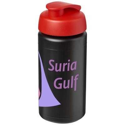 Branded Promotional BASELINE¬Æ PLUS GRIP 500 ML FLIP LID SPORTS BOTTLE in Black Solid-red Sports Drink Bottle From Concept Incentives.