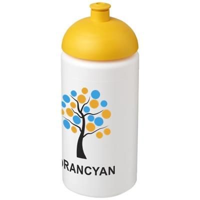 Branded Promotional BASELINE¬Æ PLUS GRIP 500 ML DOME LID SPORTS BOTTLE in White Solid-yellow Sports Drink Bottle From Concept Incentives.