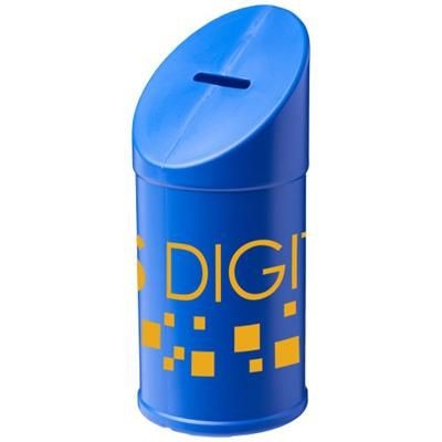 Branded Promotional HEBA PLASTIC CHARITY COLLECTOR CONTAINER in Blue Money Box From Concept Incentives.