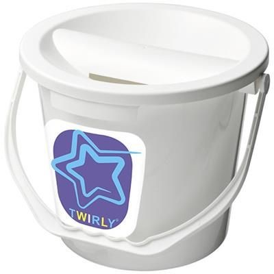 Branded Promotional UDAR CHARITY COLLECTION BUCKET in White Solid Money Box From Concept Incentives.