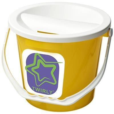 Branded Promotional UDAR CHARITY COLLECTION BUCKET in Yellow Money Box From Concept Incentives.