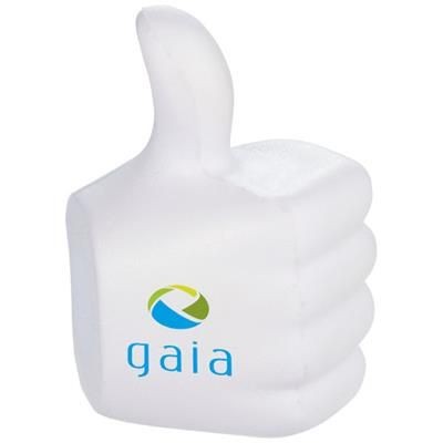 Branded Promotional THUMBS-UP STRESS RELIEVER in White Solid Technology From Concept Incentives.