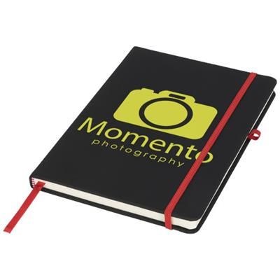 Branded Promotional NOIR MEDIUM NOTE BOOK in Black and Red Jotter From Concept Incentives.