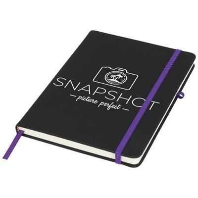 Branded Promotional NOIR MEDIUM NOTE BOOK in Black and Purple Jotter From Concept Incentives.