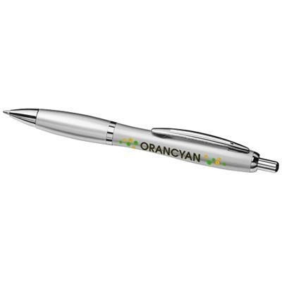 Branded Promotional METAL CURVY BALL PEN-SL in Silver Pen From Concept Incentives.