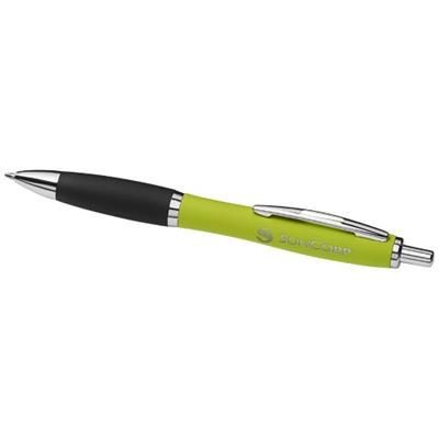 Branded Promotional CURVY SOFT FEEL BP-LM in Lime Pen From Concept Incentives.