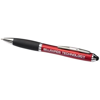 Branded Promotional CURVY STYLUS BALL PEN in Red-black Solid Pen From Concept Incentives.