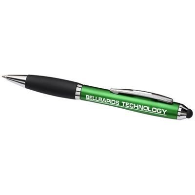 Branded Promotional CURVY STYLUS BALL PEN in Green-black Solid Pen From Concept Incentives.
