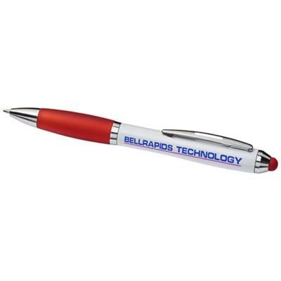 Branded Promotional CURVY STYLUS BALL PEN in White Solid-red Pen From Concept Incentives.