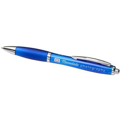 Branded Promotional CURVY BALL PEN in Blue Pen From Concept Incentives.