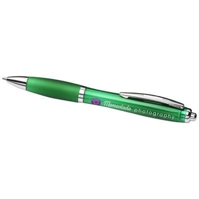 Branded Promotional CURVY BALL PEN in Green Pen From Concept Incentives.