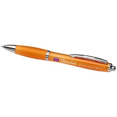 Branded Promotional CURVY BALL PEN in Orange Pen From Concept Incentives.