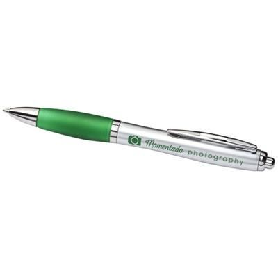 Branded Promotional CURVY BALL PEN in Silver Pen From Concept Incentives.