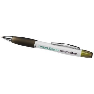 Branded Promotional CURVY BALL PEN with Highlighter in Heather Charcoal-white Solid Pen From Concept Incentives.