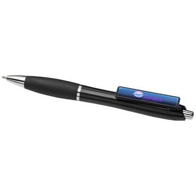 Branded Promotional DOMED CURVY BALL PEN-BK in Black Solid Pen From Concept Incentives.