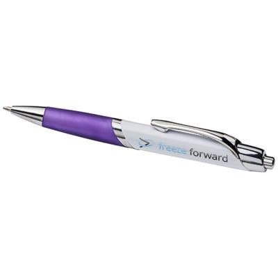 Branded Promotional ELLIPSE BALL PEN with White Barrel in White Solid-purple Pen From Concept Incentives.