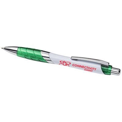 Branded Promotional ORLANDO BALL PEN in White Solid-green Pen From Concept Incentives.