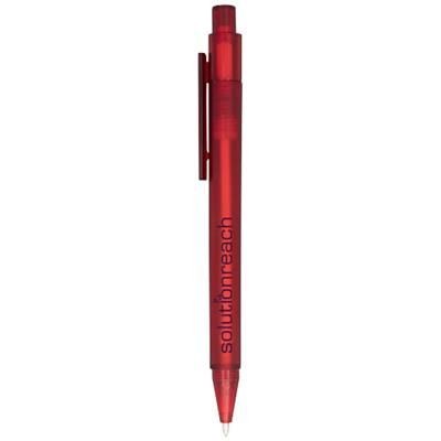 Branded Promotional CALYPSO FROSTED BALL PEN in Frosted Red Pen From Concept Incentives.