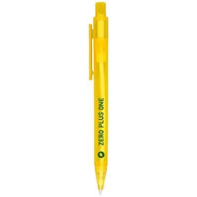 Branded Promotional CALYPSO FROSTED BALL PEN in Frosted Yellow Pen From Concept Incentives.