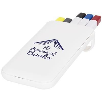 Branded Promotional OFFICE PEN SET in White Solid Pen From Concept Incentives.