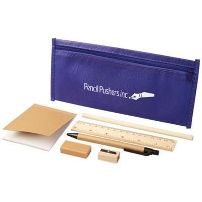 Branded Promotional ENVIRO 7-PIECE ECO PENCIL CASE SET in Purple  From Concept Incentives.
