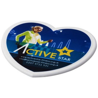 Branded Promotional CAIT HEART-SHAPED COASTER in White Solid Coaster From Concept Incentives.