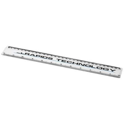 Branded Promotional RENZO 30 CM PLASTIC RULER in Transparent Clear Transparent Ruler From Concept Incentives.