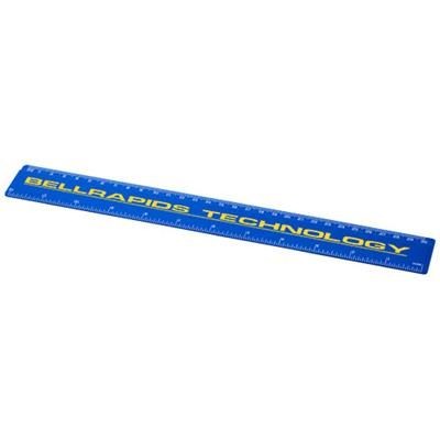 Branded Promotional RENZO 30 CM PLASTIC RULER in Blue Ruler From Concept Incentives.
