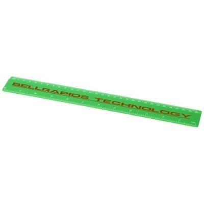 Branded Promotional RENZO 30 CM PLASTIC RULER in Green Ruler From Concept Incentives.