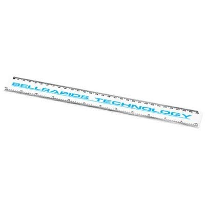 Branded Promotional RENZO 30 CM PLASTIC RULER in White Solid Ruler From Concept Incentives.