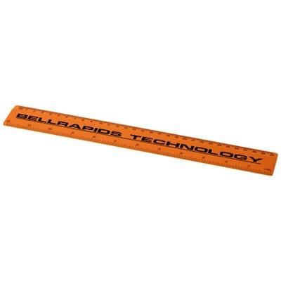 Branded Promotional RENZO 30 CM PLASTIC RULER in Orange Ruler From Concept Incentives.