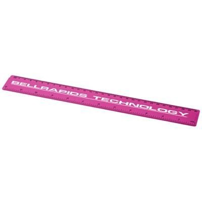 Branded Promotional RENZO 30 CM PLASTIC RULER in Pink Ruler From Concept Incentives.
