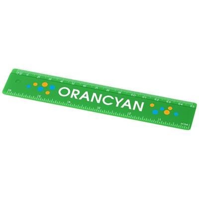 Branded Promotional RENZO 15 CM PLASTIC RULER in Green Ruler From Concept Incentives.