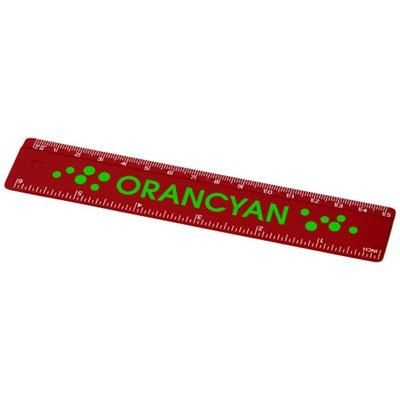 Branded Promotional RENZO 15 CM PLASTIC RULER in Red Ruler From Concept Incentives.