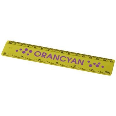 Branded Promotional RENZO 15 CM PLASTIC RULER in Lime Ruler From Concept Incentives.