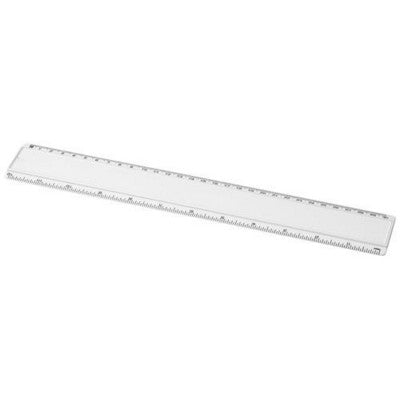 Branded Promotional ELLISON 30 CM PLASTIC RULER with Paper Insert in White Solid Ruler From Concept Incentives.