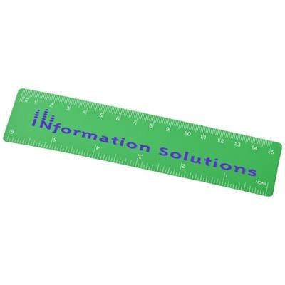 Branded Promotional ROTHKO 15 CM PLASTIC RULER in Green Ruler From Concept Incentives.