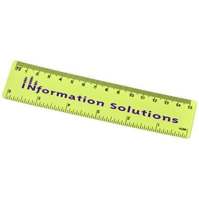Branded Promotional ROTHKO 15 CM PLASTIC RULER in Lime Ruler From Concept Incentives.