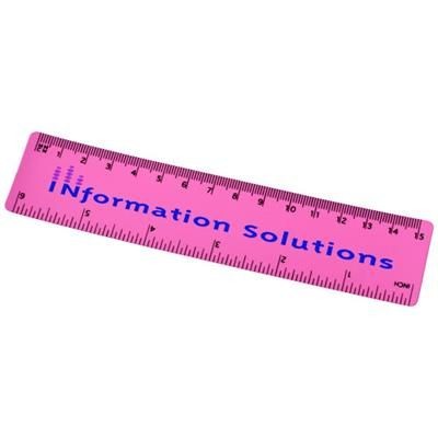 Branded Promotional ROTHKO 15 CM PLASTIC RULER in Pink Ruler From Concept Incentives.