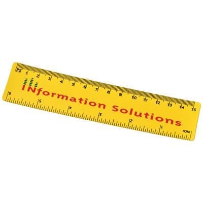 Branded Promotional ROTHKO 15 CM PLASTIC RULER in Yellow Ruler From Concept Incentives.