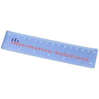 Branded Promotional ROTHKO 15 CM PLASTIC RULER in Frosted Blue Ruler From Concept Incentives.